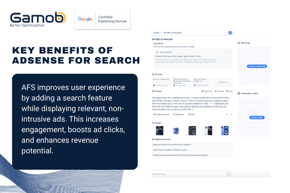 Key benefits of Adsense for search (AFS)